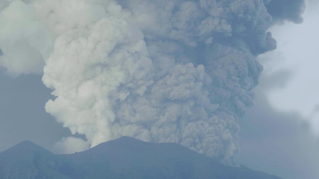 Smoke from a volcano crater