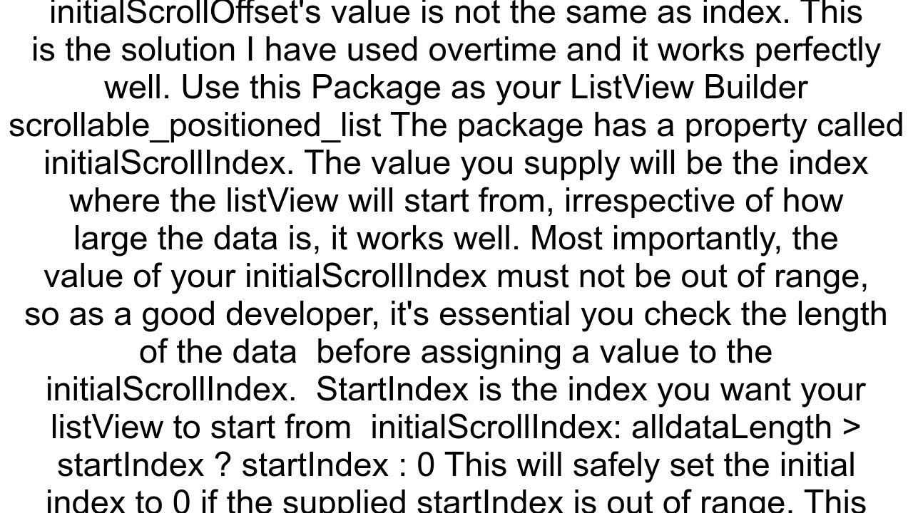 How to make a ListViewbuilder Start at a Specific Index