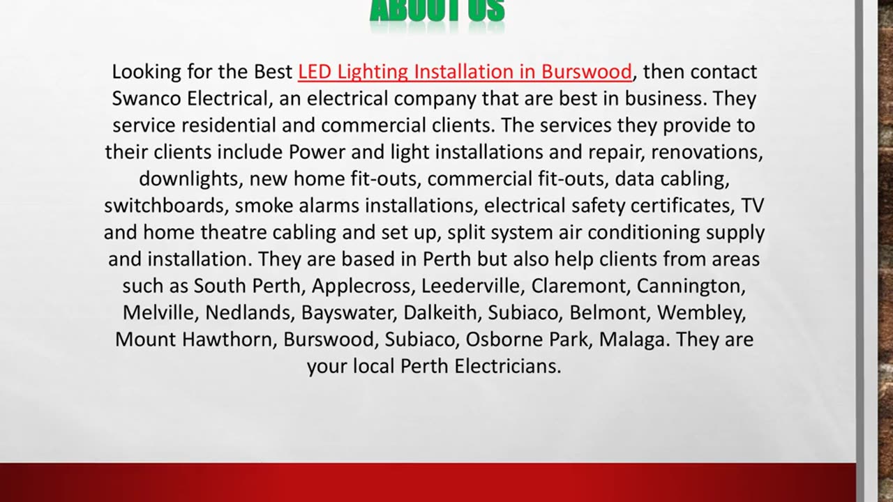 LED Lighting Installation in Burswood