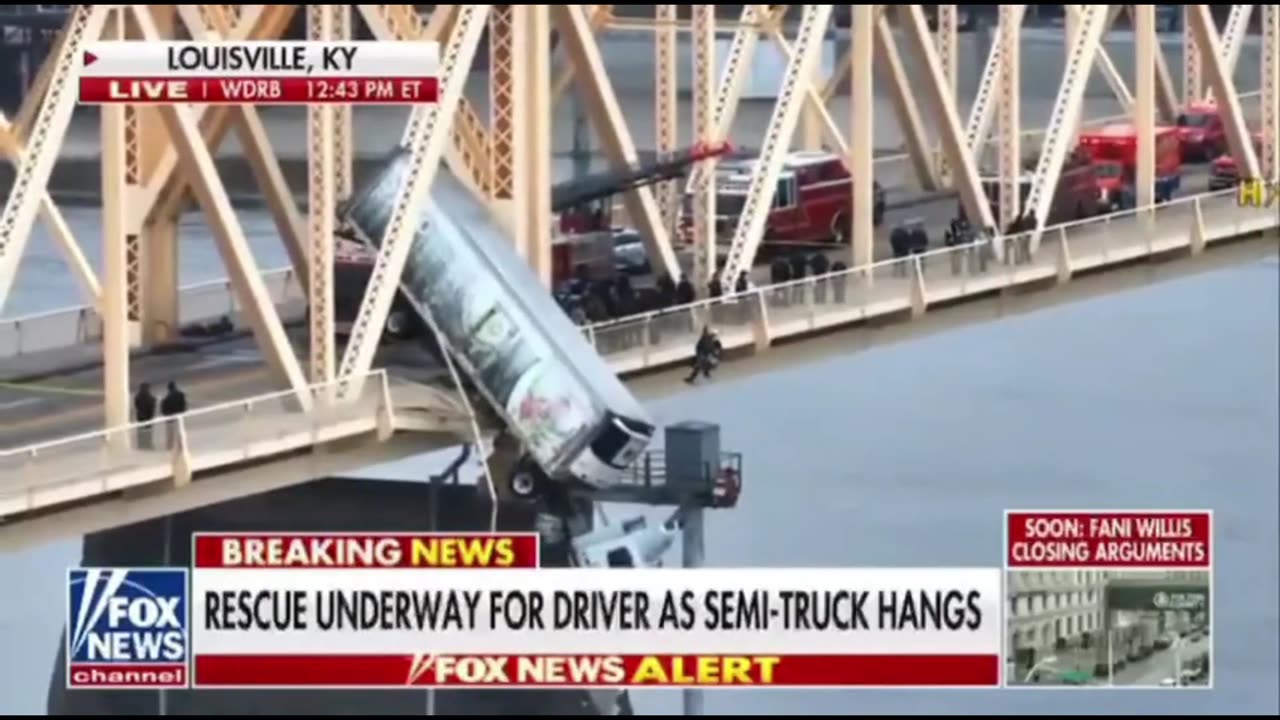 Wow Intense & Heroic Rescue Of Semi-Truck Driver Dangling Off Of A Bridge.