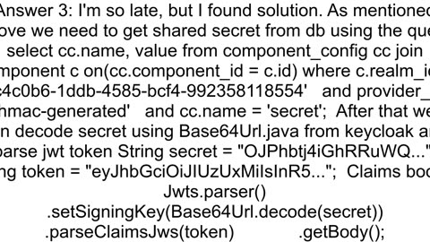 How to verify a HS256 signed JWT Token created with Keycloak authentication provider on jwtio