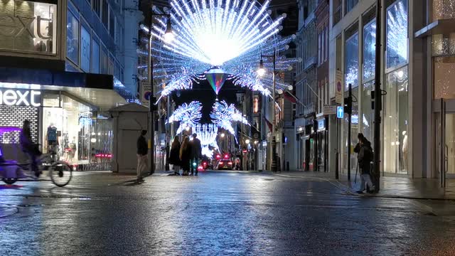 Photo Shots Of A Christmas Lights Filled Street