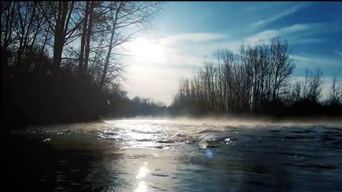 Mist formation above the river surface