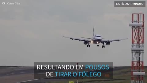 De tirar o fôlego! Pousos assustadores causados por fortes ventos na Inglaterra