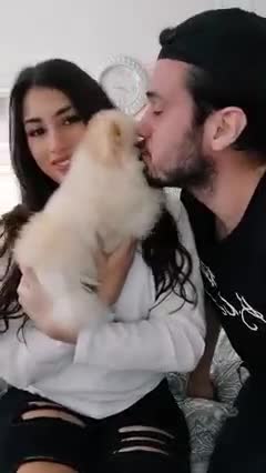 Don't kiss her,she is mine!clever puppy