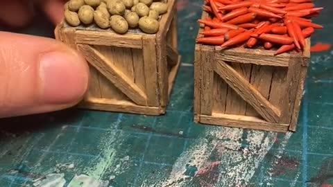 How to make miniature wooden crates and miniature vegetables