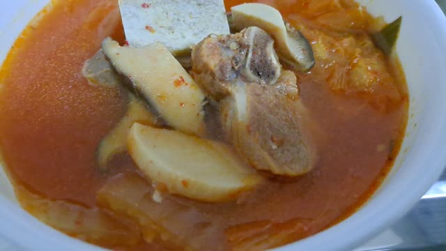 Pork ribs and kimchi stew.