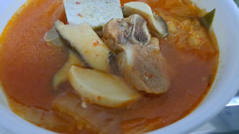 Pork ribs and kimchi stew.