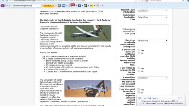 Training Schools That Teach People to Fly Drones(uploaded on YouTube Oct 21, 2012)