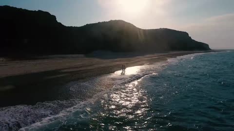 walking on the beach