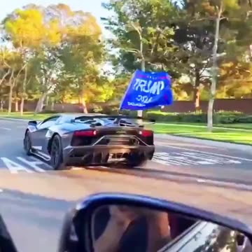 🏎️💸 Lambo Rolling with Trump 2024 Flag, Spitting Flames! 🇺🇸🔥