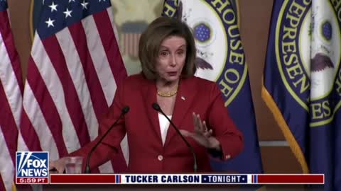 Tucker Carlson mocks a recent speech from Nancy Pelosi. Her and Biden need to be removed