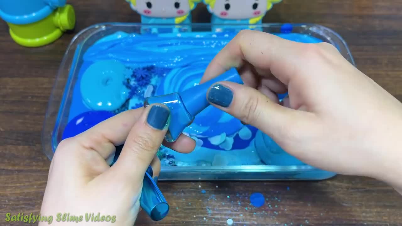 ELSA BLUE ! Mixing Random Things into GLOSSY Slime ! Satisfying Slime Video #85