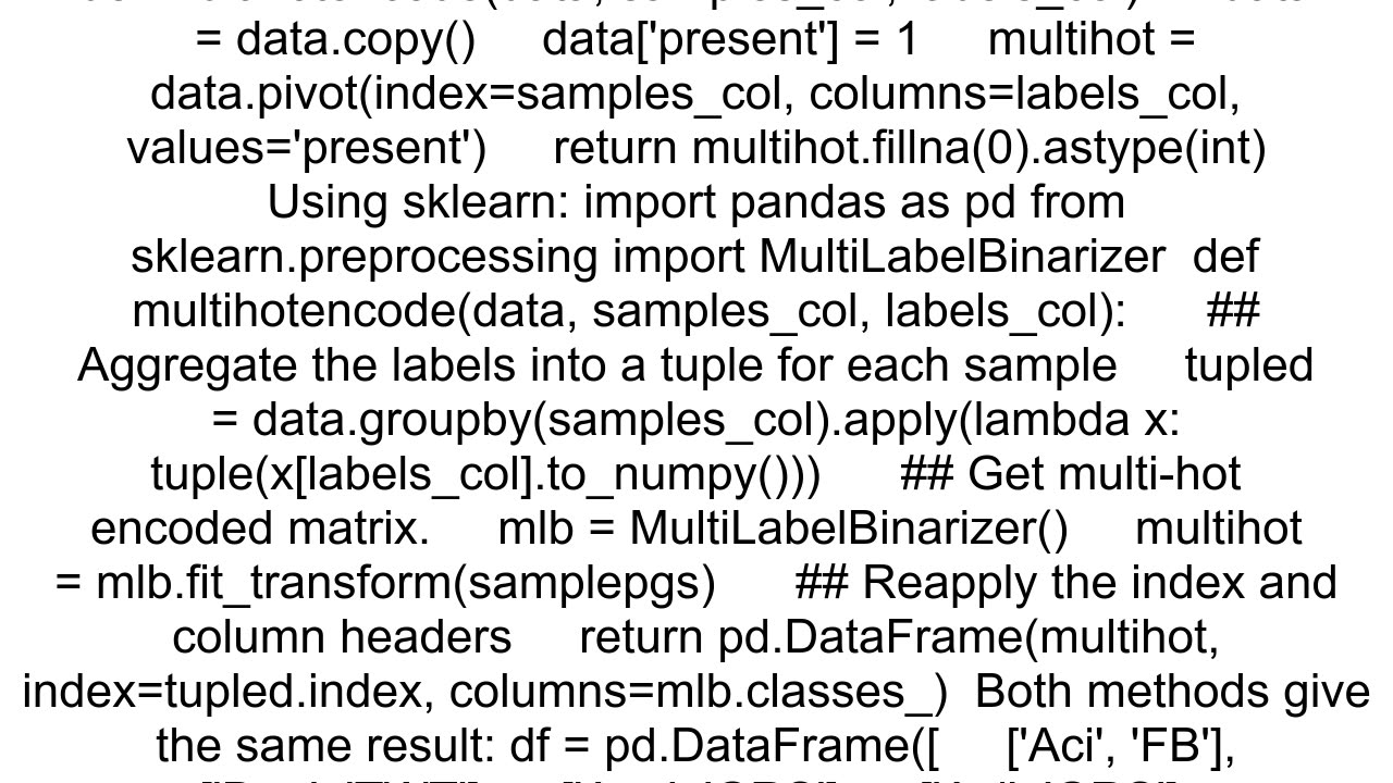 Convert 1 column data into multi hot encoding