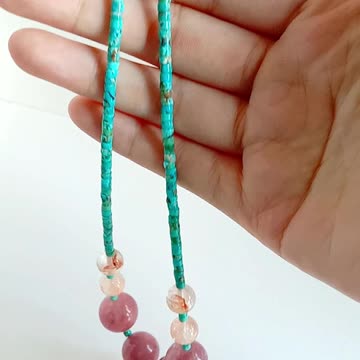 Spodumene Kunzite Rutilated Quartz Amazonite amber Milky Bule Aquamarine Multi Necklace06