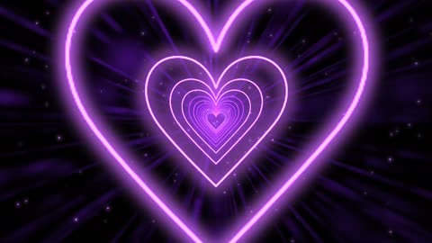006. Heart Tunnel💜Purple Heart Background Neon Heart Background Video