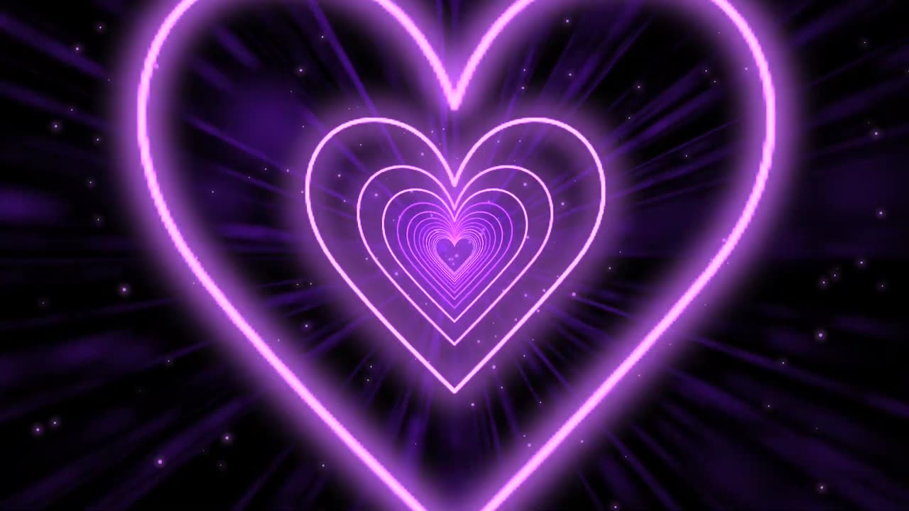 006. Heart Tunnel💜Purple Heart Background Neon Heart Background Video