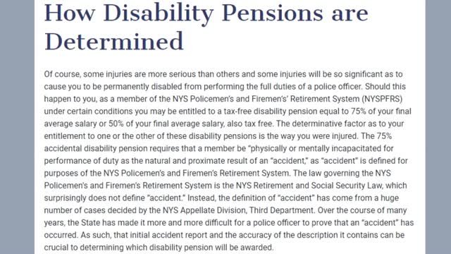 New York Police Disability Pensions