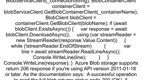 Getting FullContent from blobBaseClientDownloadToAsync