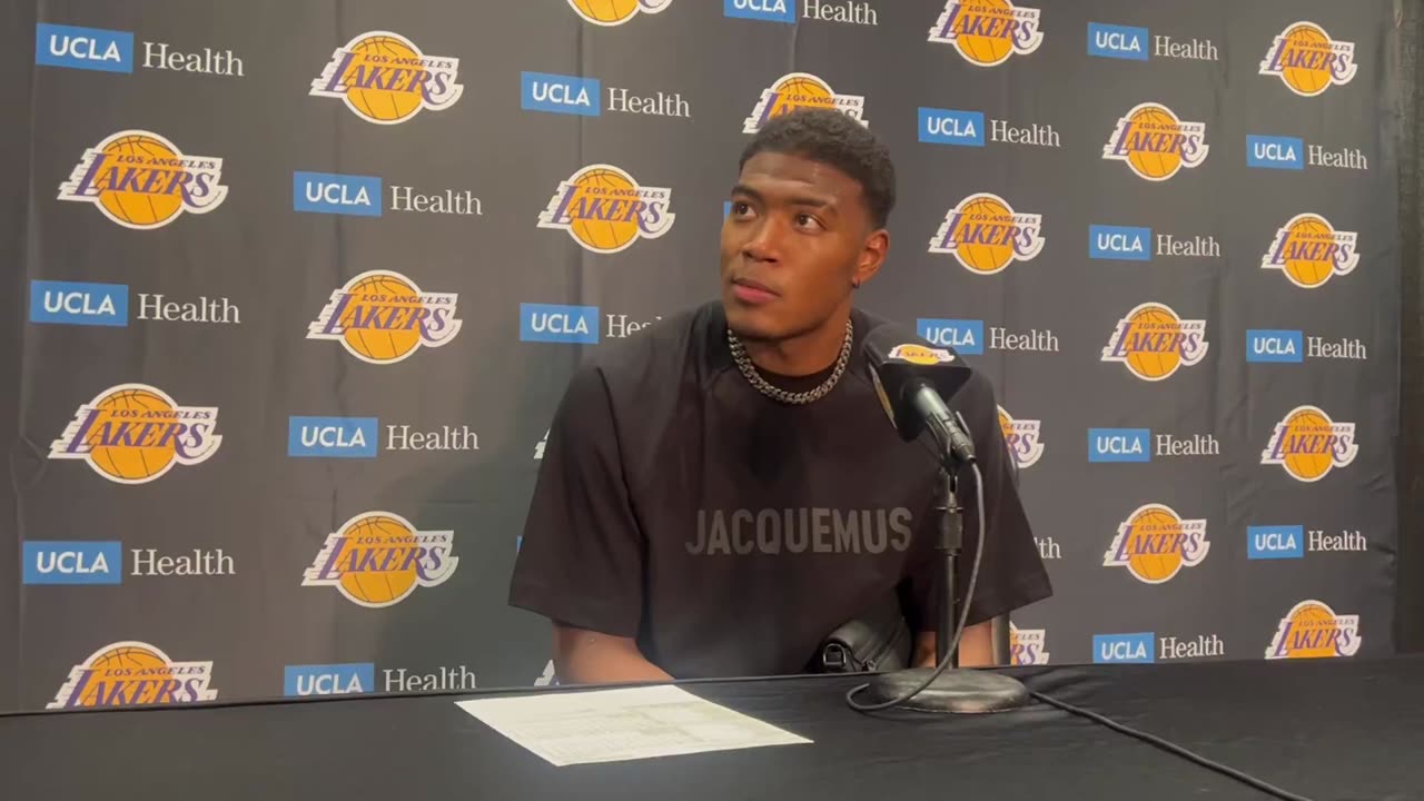 Rui Hachimura on the Lakers winning their season opener against the Timberwolves.