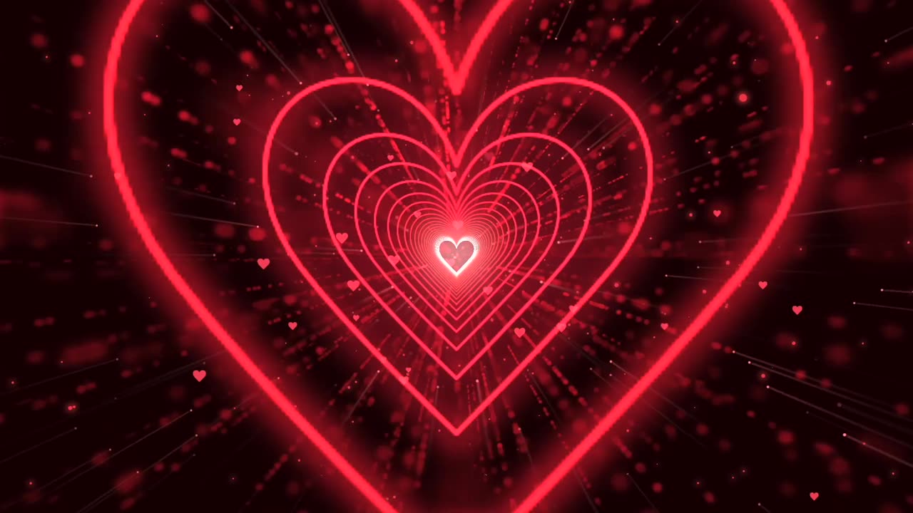 188. Red Heart Background❤️Neon Lights Love Heart