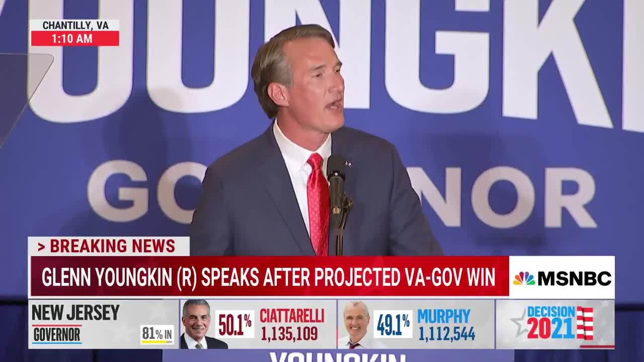 Glenn Youngkin Celebrates After Projected Virginia Governor Win