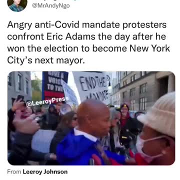 New mayor Eric Adams confronted by anti vaxers