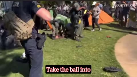 Palestinian activist wrestled to the floor after resisting Emory University in Atlanta, Georgia.