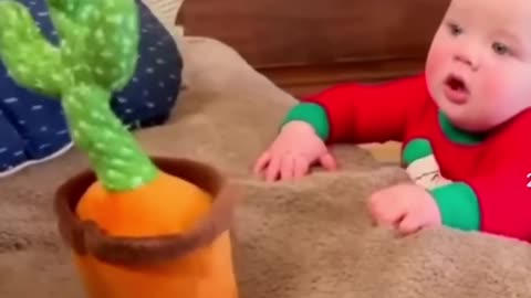 4 March 2023 _Cute Babies Playing with Dancing Cactus (Hilarious)Cute Baby Funny Videos
