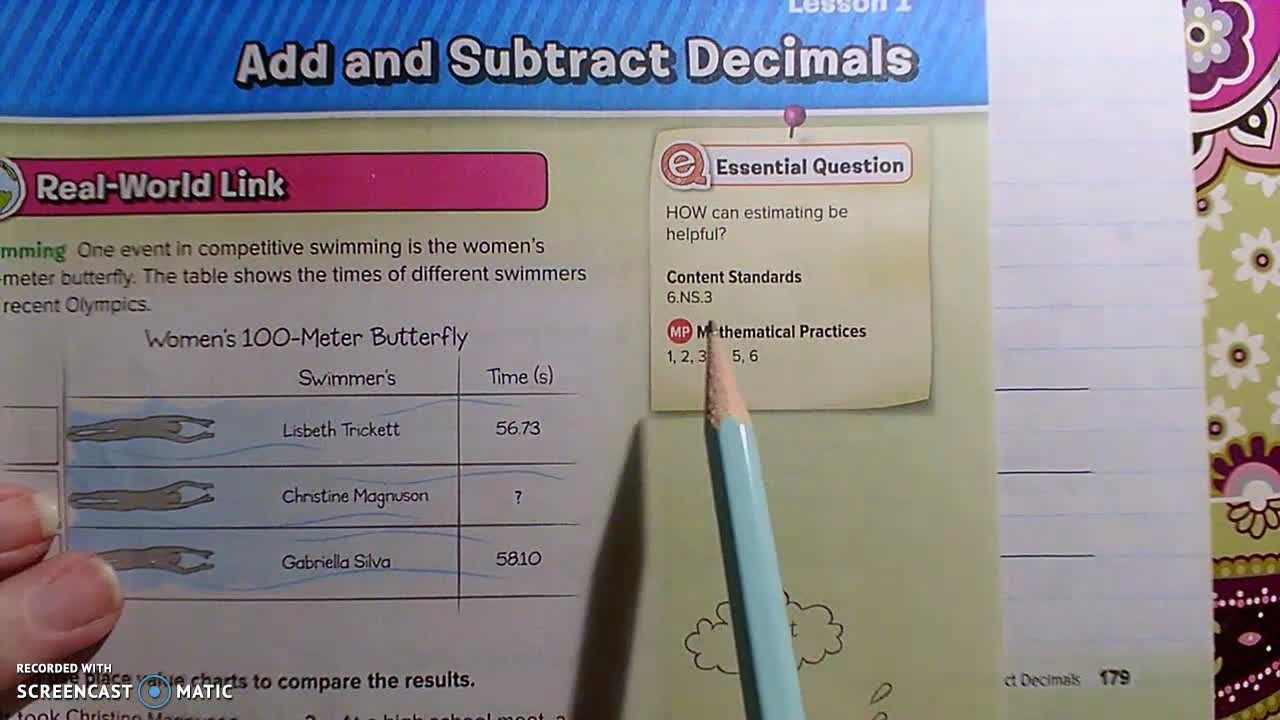 Gr 6 - Ch 3 - Lesson 1 - Add and Subtract Decimals
