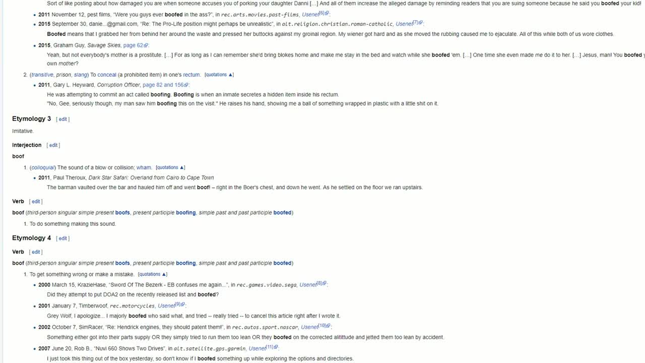 Kavanaugh "Boofing" Etymology Review