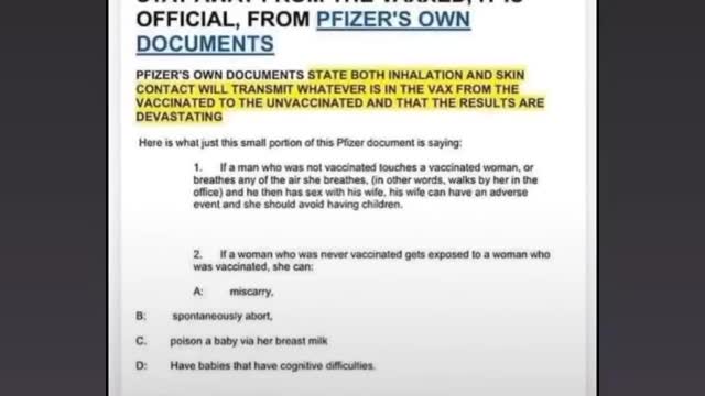 Pfizer document admits that vaccinated people are a health risk with unforseen consequences