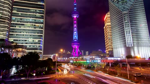 Shanghai iconic tower at night