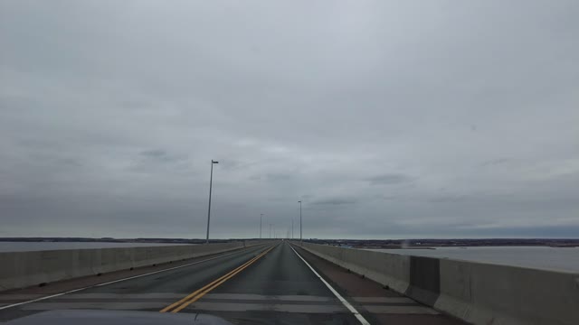 Driving over Confederation Bridge NB PEI Canada 05 02 2022