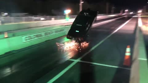 Drag Car Tries to Take Flight