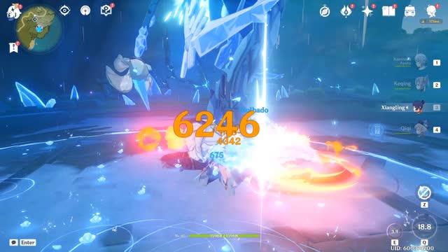 Genshin Impact Ayato, Qiqi, Xiangling, Keqing vs Regisvine.