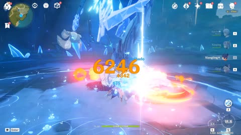 Genshin Impact Ayato, Qiqi, Xiangling, Keqing vs Regisvine.