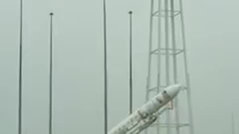 Antares rocket raised on launch pad