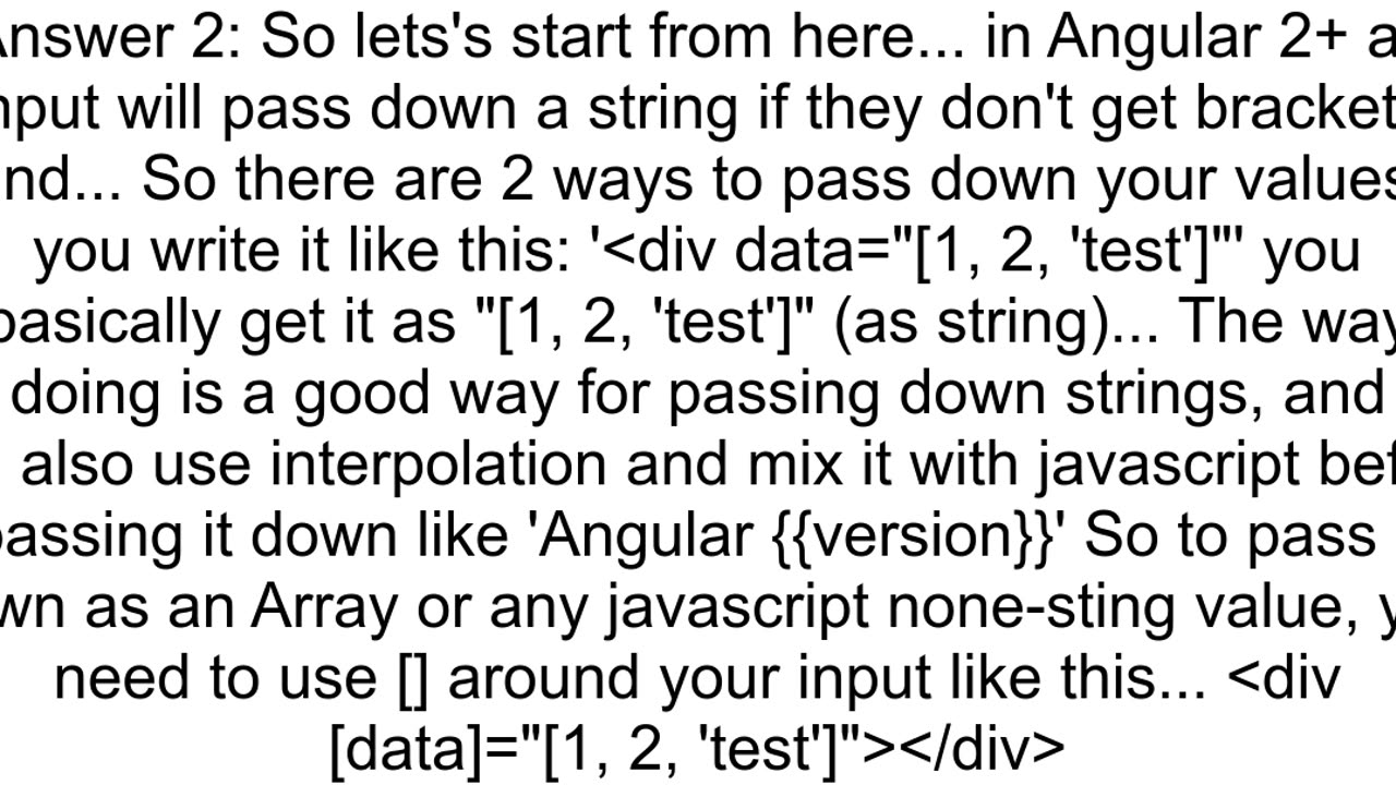 How can I pass an array as Input from the component template