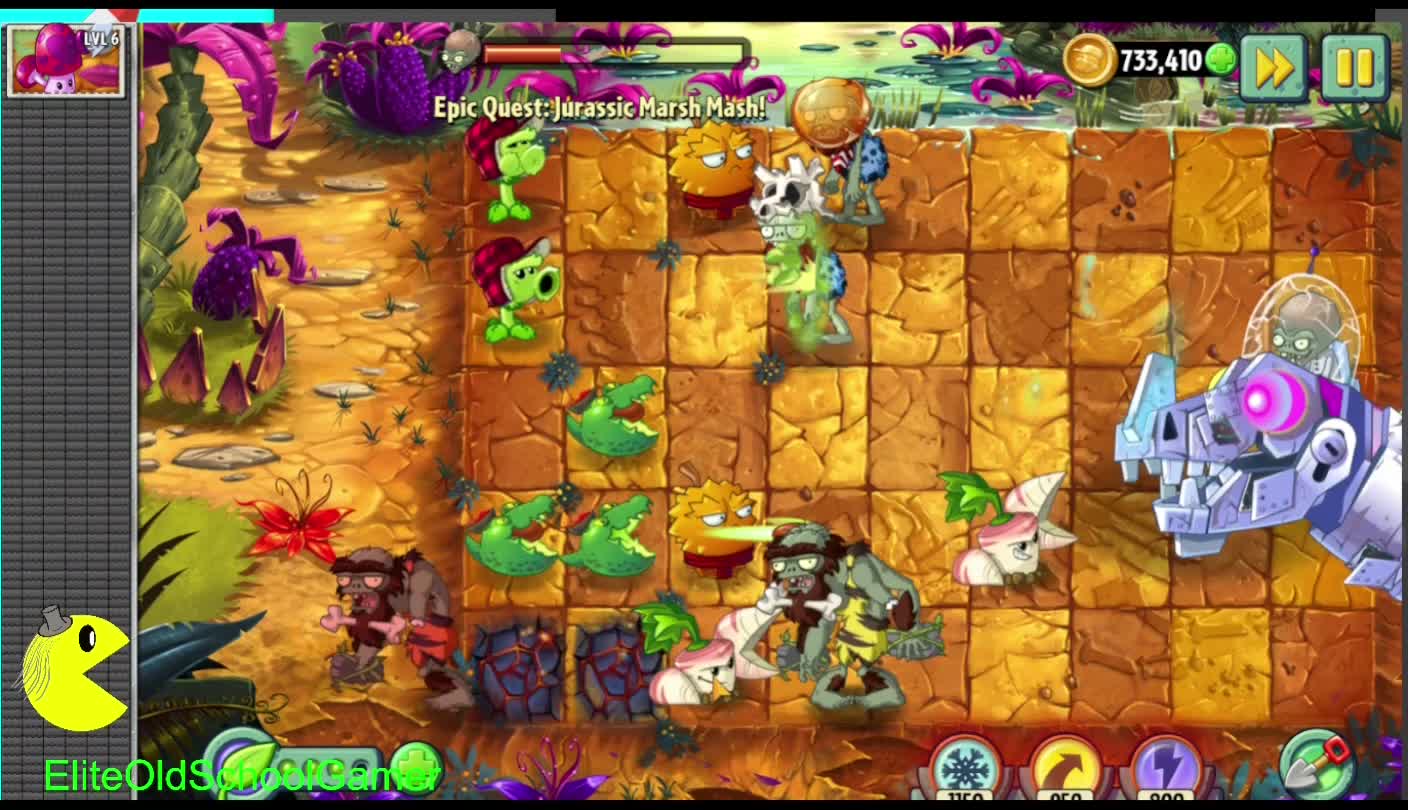 Plants vs Zombies 2 - Jurassic Marsh Mash - Zomboss - Almost a Win