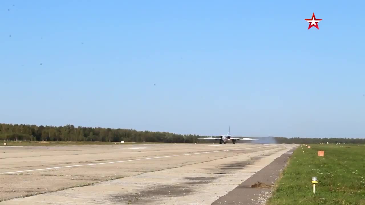 Tu-22M3 bombers of the Russian Air Force escorted by Su-30M2 fighter jets