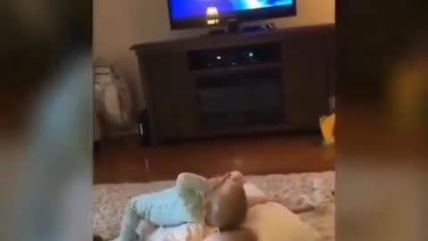 Cute baby's copying movie steps