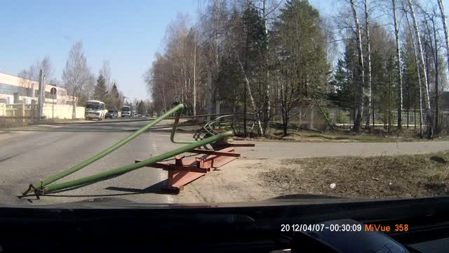 Crane Truck Takes out Overhead Structure