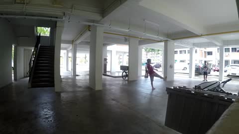 White garage soccer kick to face