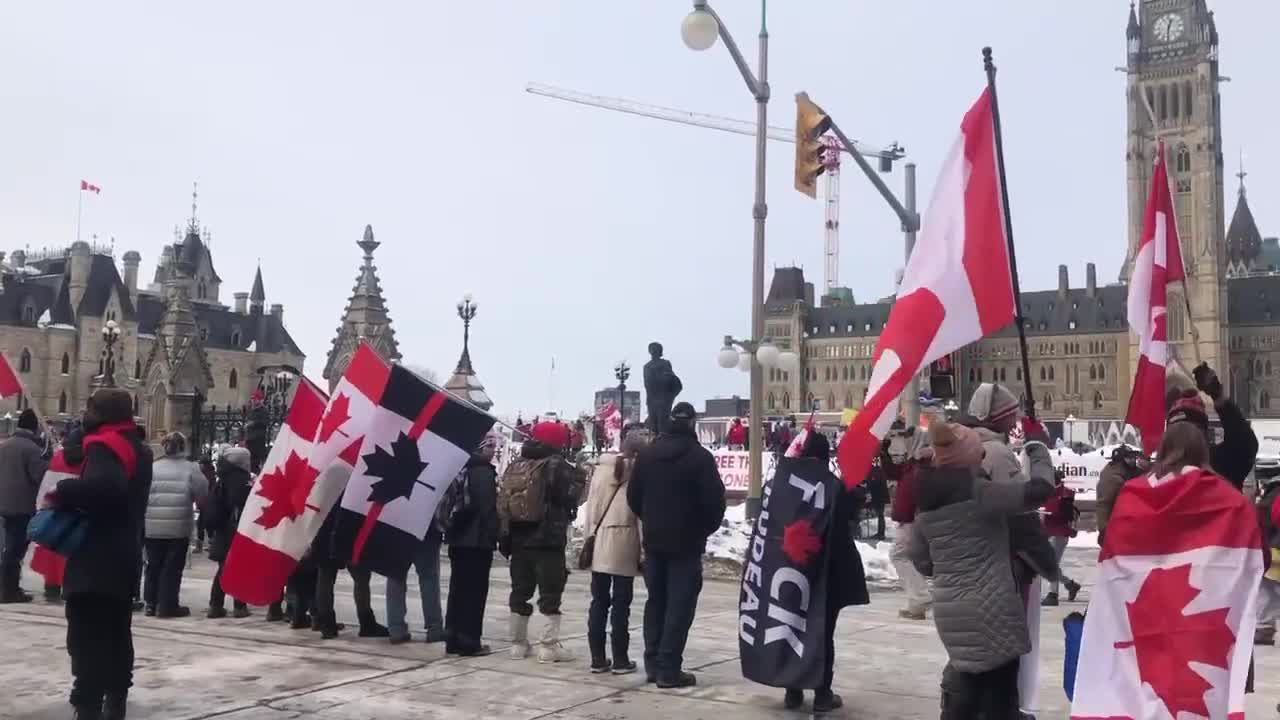 Canadians are back in Ottawa, forming a human chain around parliament in solidarity with the convoy organisers