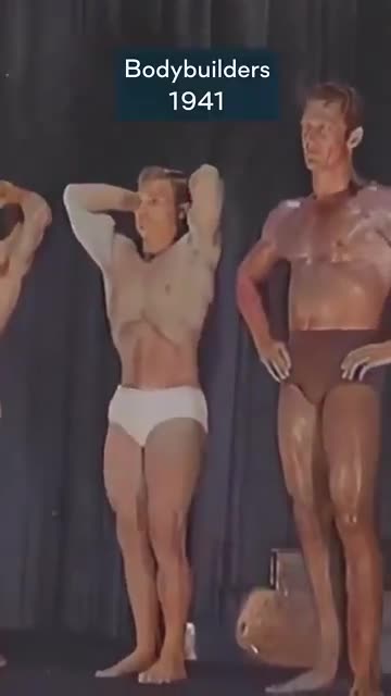 What do you notice about bodybuilders in 1941?