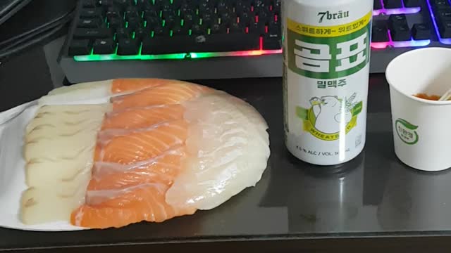 Sashimi and newly launched beer