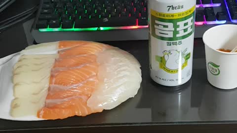 Sashimi and newly launched beer