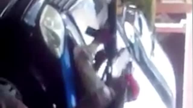 Thieves trying to steal a military vehicle