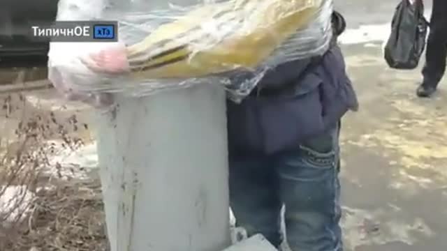 Ukraine: man tied to pole